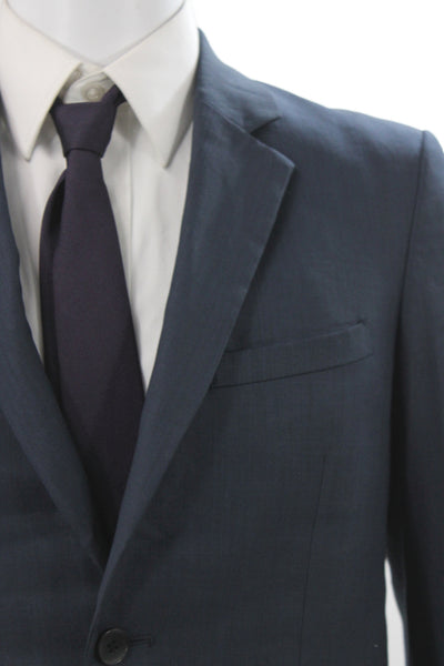 Theory Mens 2 Piece Wool Suit Blue Button Classic Size 38