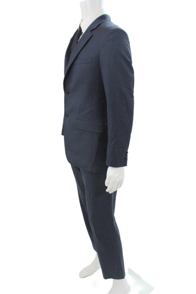 Theory Mens 2 Piece Wool Suit Blue Button Classic Size 38
