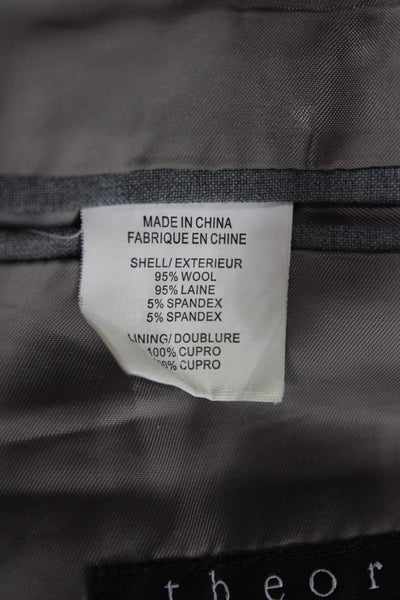 Theory Mens 2 Piece Suit Jacket Gray Wool Button Classic Fall Size 36