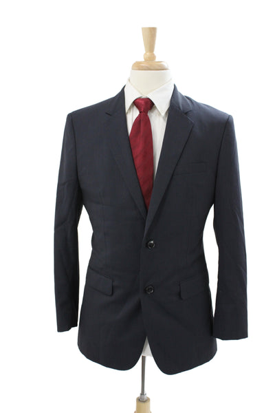 Theory Mens Blue Check Virgin Wool Blazer Size 40