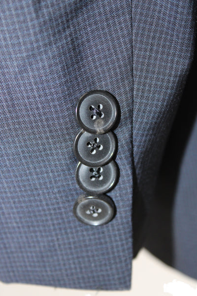 Theory Mens Blue Check Virgin Wool Blazer Size 40