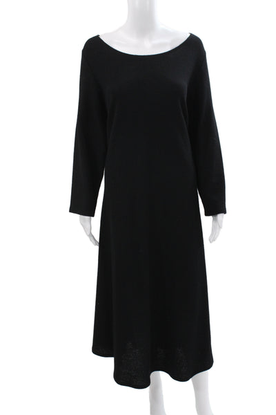 Eileen Fisher Womens Sweater Dress Black Wool Long Sleeve Midcalf Size 1X