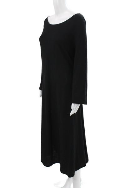 Eileen Fisher Womens Sweater Dress Black Wool Long Sleeve Midcalf Size 1X