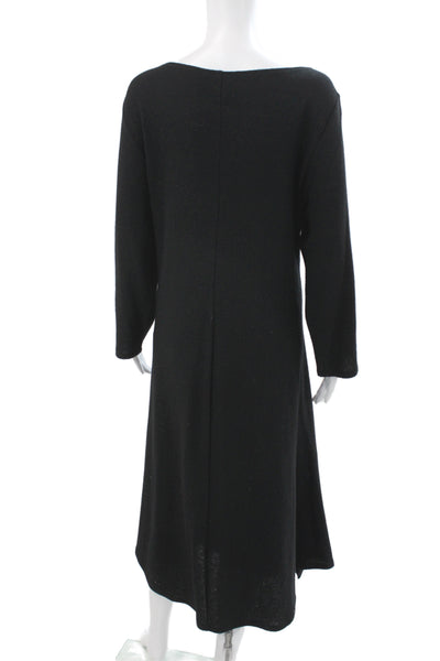 Eileen Fisher Womens Sweater Dress Black Wool Long Sleeve Midcalf Size 1X