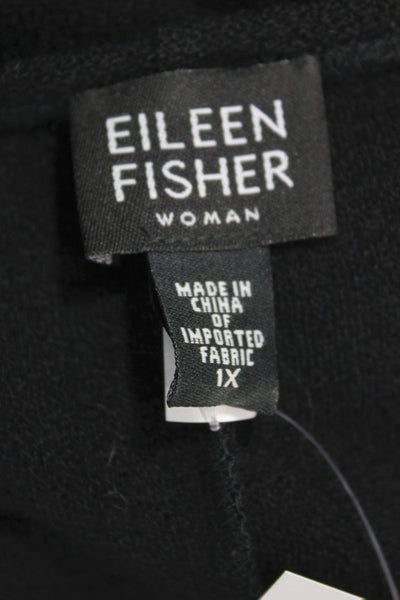 Eileen Fisher Womens Sweater Dress Black Wool Long Sleeve Midcalf Size 1X