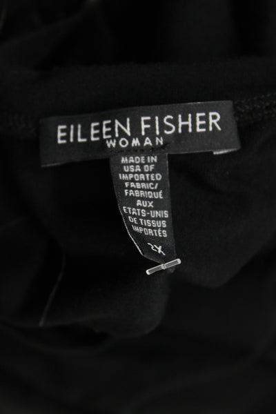 Eileen Fisher Womens Basic Black Short Sleeve T-Shirt Size 2X
