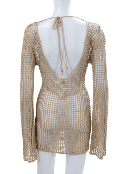 Bananhot Women Bodycon Cover Up Beige 100% Viscose Long Sleeve Size XS