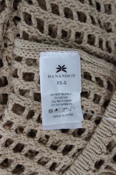 Bananhot Women Bodycon Cover Up Beige 100% Viscose Long Sleeve Size XS