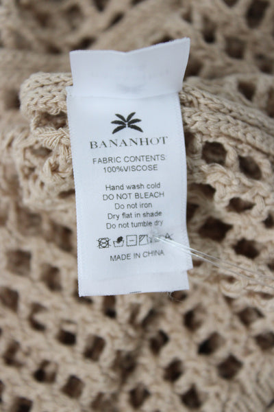 Bananhot Women Bodycon Cover Up Beige 100% Viscose Long Sleeve Size XS