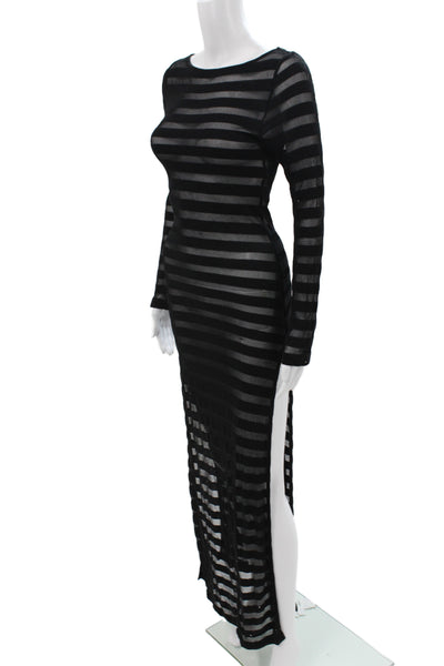 Mara Hoffman Swim Women Bodycon Black Scoop Neck Long Sleeve Maxi Dress Size XS