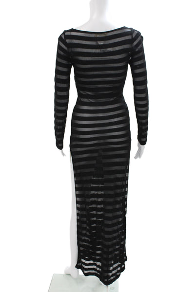 Mara Hoffman Swim Women Bodycon Black Scoop Neck Long Sleeve Maxi Dress Size XS