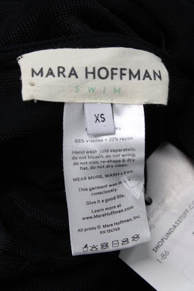 Mara Hoffman Swim Women Bodycon Black Scoop Neck Long Sleeve Maxi Dress Size XS