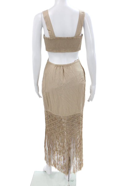 Intermix Womens Beige Bohemian Maxi Dress Square Neck Sleeveless Rayon Size 0