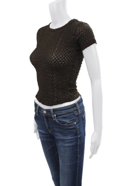 Frame Womens Basic Black Short Sleeve Round Neck T-Shirt Size XS