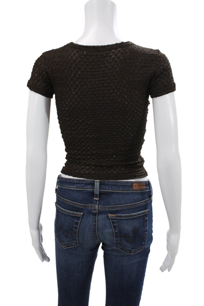 Frame Womens Basic Black Short Sleeve Round Neck T-Shirt Size XS