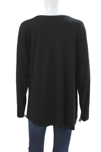 Frame Womens Basic Black Short Sleeve Round Neck T-Shirt Size XS
