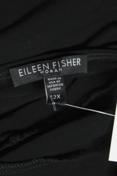 Eileen Fisher Womens Black Scoop Neck Tunic 3/4 Sleeve Rayon Size 2X