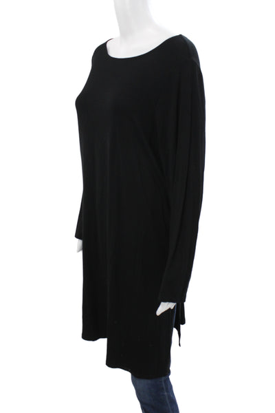 Eileen Fisher Women Tunic Blouse Black Scoop Neck Long Sleeve Viscose Size 2X