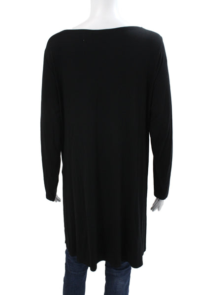 Eileen Fisher Women Tunic Blouse Black Scoop Neck Long Sleeve Viscose Size 2X