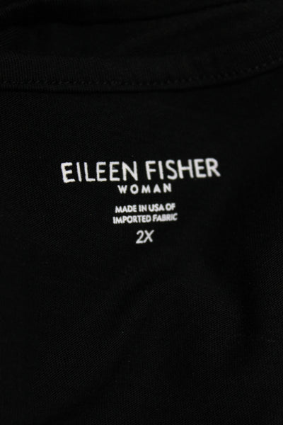 Eileen Fisher Womens Black Organic Cotton Scoop Neck Tank Size 2X