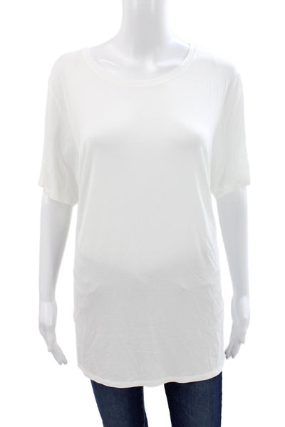 Eileen Fisher Women White Viscose Basic T-Shirt Short Sleeve Round Neck Size 2X