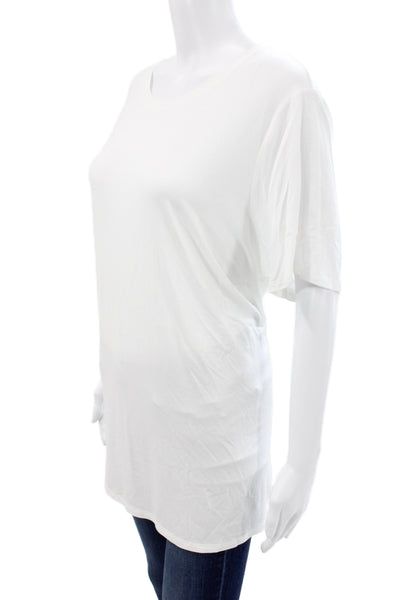 Eileen Fisher Women White Viscose Basic T-Shirt Short Sleeve Round Neck Size 2X
