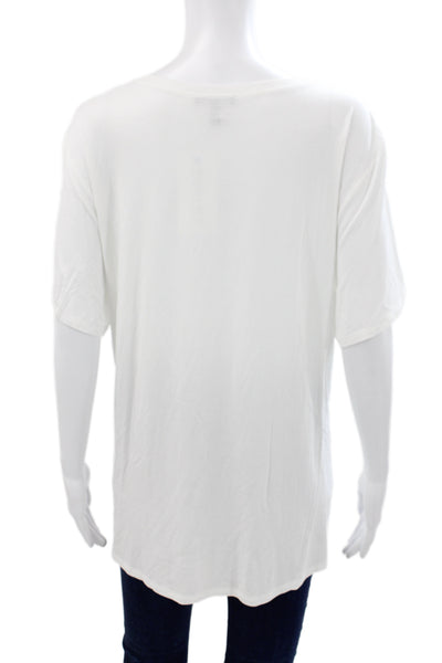 Eileen Fisher Women White Viscose Basic T-Shirt Short Sleeve Round Neck Size 2X