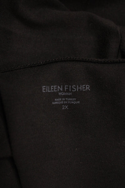 Eileen Fisher Womens Black Organic Cotton Scoop Neck 3/4 Sleeve Tee Size 2X