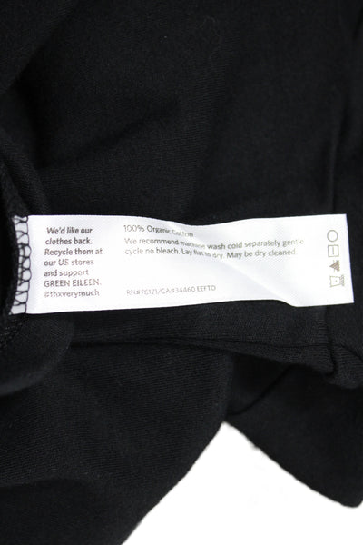Eileen Fisher Womens Black Organic Cotton Scoop Neck 3/4 Sleeve Tee Size 2X