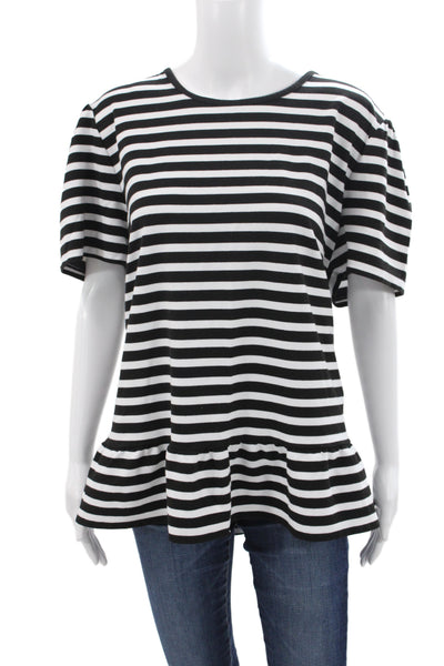 Michael Michael Kors Women Striped Black Crewneck Short Sleeve Tee Size 3X