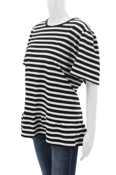Michael Michael Kors Women Striped Black Crewneck Short Sleeve Tee Size 3X