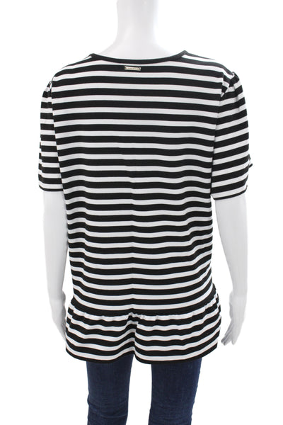 Michael Michael Kors Women Striped Black Crewneck Short Sleeve Tee Size 3X