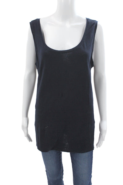 Eileen Fisher Women Black Linen Scoop Neck Sleeveless Basic Tank Size 2X