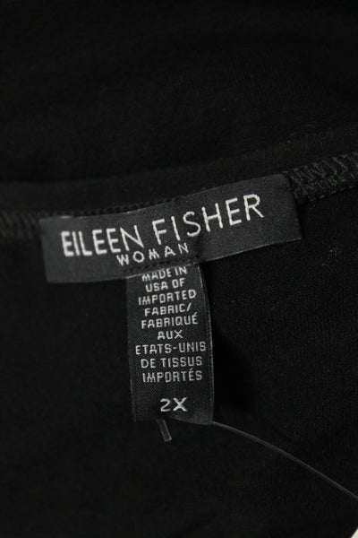 Eileen Fisher Women Tunic Black Scoop Neck 3/4 Sleeve Viscose Size 2X