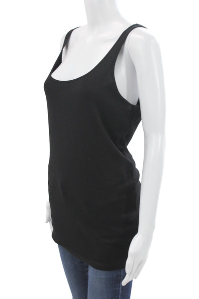 Eileen Fisher Women Black Organic Cotton Scoop Neck Sleeveless Tank Size 2X