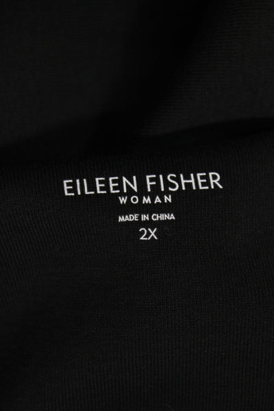Eileen Fisher Women Black Organic Cotton Scoop Neck Sleeveless Tank Size 2X