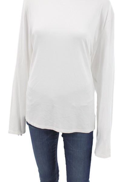 Eileen Fisher Women Basic White Viscose Long Sleeve T-Shirt Round Neck Size 2X