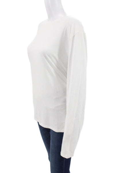 Eileen Fisher Women Basic White Viscose Long Sleeve T-Shirt Round Neck Size 2X