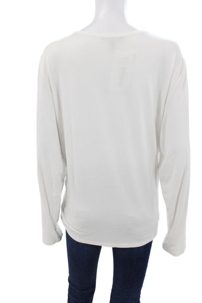 Eileen Fisher Women Basic White Viscose Long Sleeve T-Shirt Round Neck Size 2X