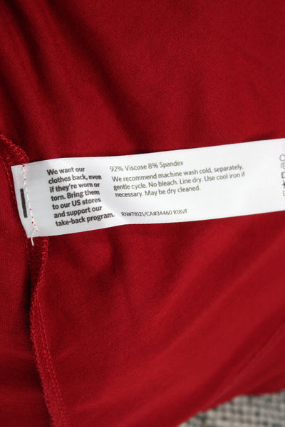 Eileen Fisher Women Tunic Red Scoop Neck Long Sleeve Viscose Pullover Size 2X