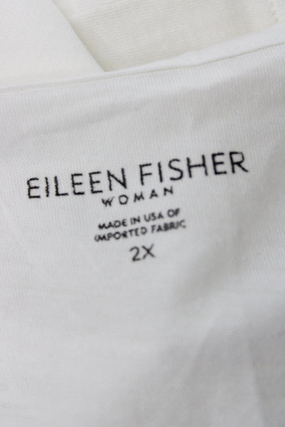 Eileen Fisher Women White Organic Cotton Scoop Neck Basic Tank Size 2X
