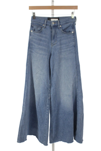 Veronica Beard Womens Wide Leg Jeans Blue Button Mid Rise Size 24