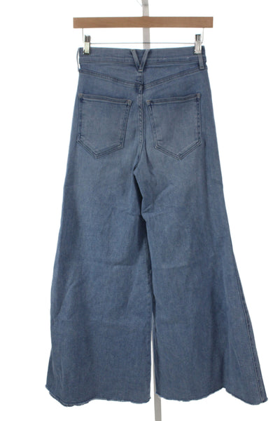 Veronica Beard Womens Wide Leg Jeans Blue Button Mid Rise Size 24