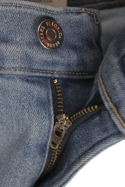 Veronica Beard Womens Wide Leg Jeans Blue Button Mid Rise Size 24
