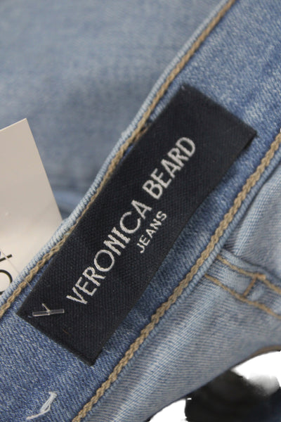 Veronica Beard Womens Wide Leg Jeans Blue Button Mid Rise Size 24