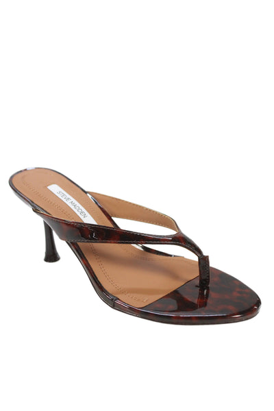 Steve Madden Womens Tortoise Print Thong Strapped Kitten Heels Brown Size 6.5