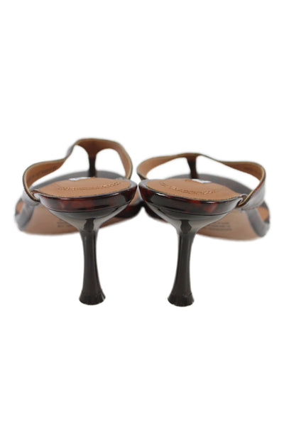 Steve Madden Womens Tortoise Print Thong Strapped Kitten Heels Brown Size 6.5