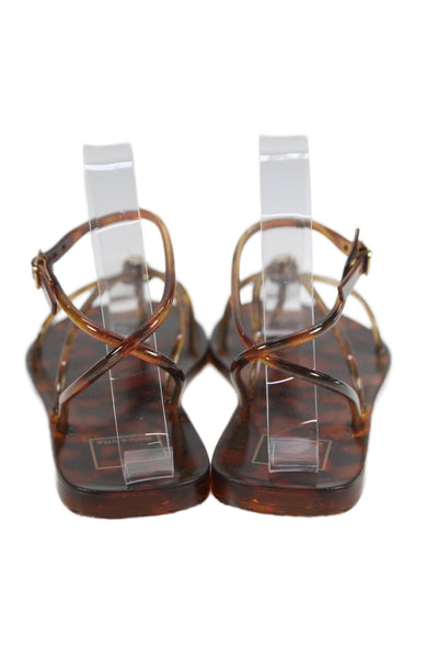 Dolce Vita Womens Gold Toned Accent Tortoise Print Strappy Sandals Brown Size 7
