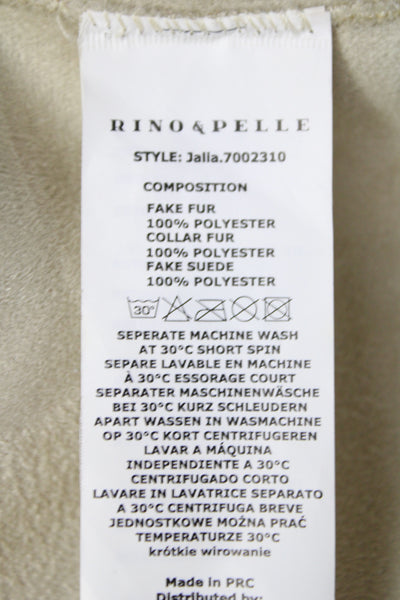Rino & Pelle Womens Biker Jacket Beige Zip Long Sleeve Size 36