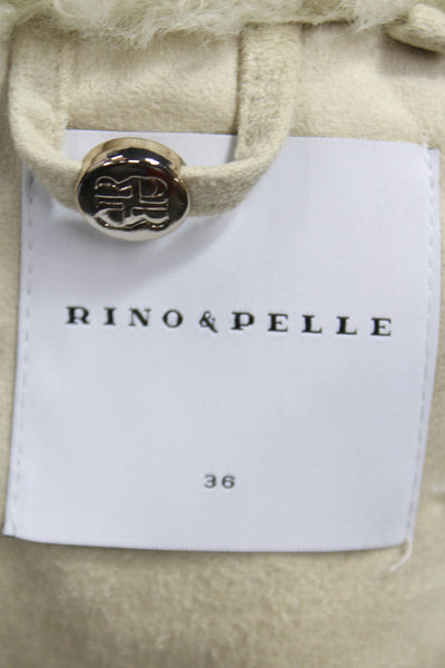 Rino & Pelle Womens Biker Jacket Beige Zip Long Sleeve Size 36
